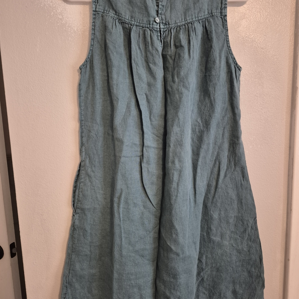 Sleeveless Light Denim-Look Midi Dress - Blue Green